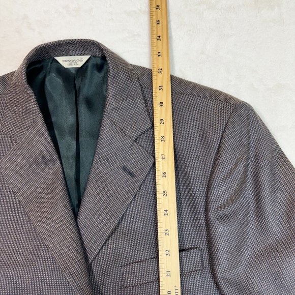 Pronto Uomo Men's 44 Long Brown Suit Silk & Wool Business Blazer Coat Jacket - Picture 12 of 16